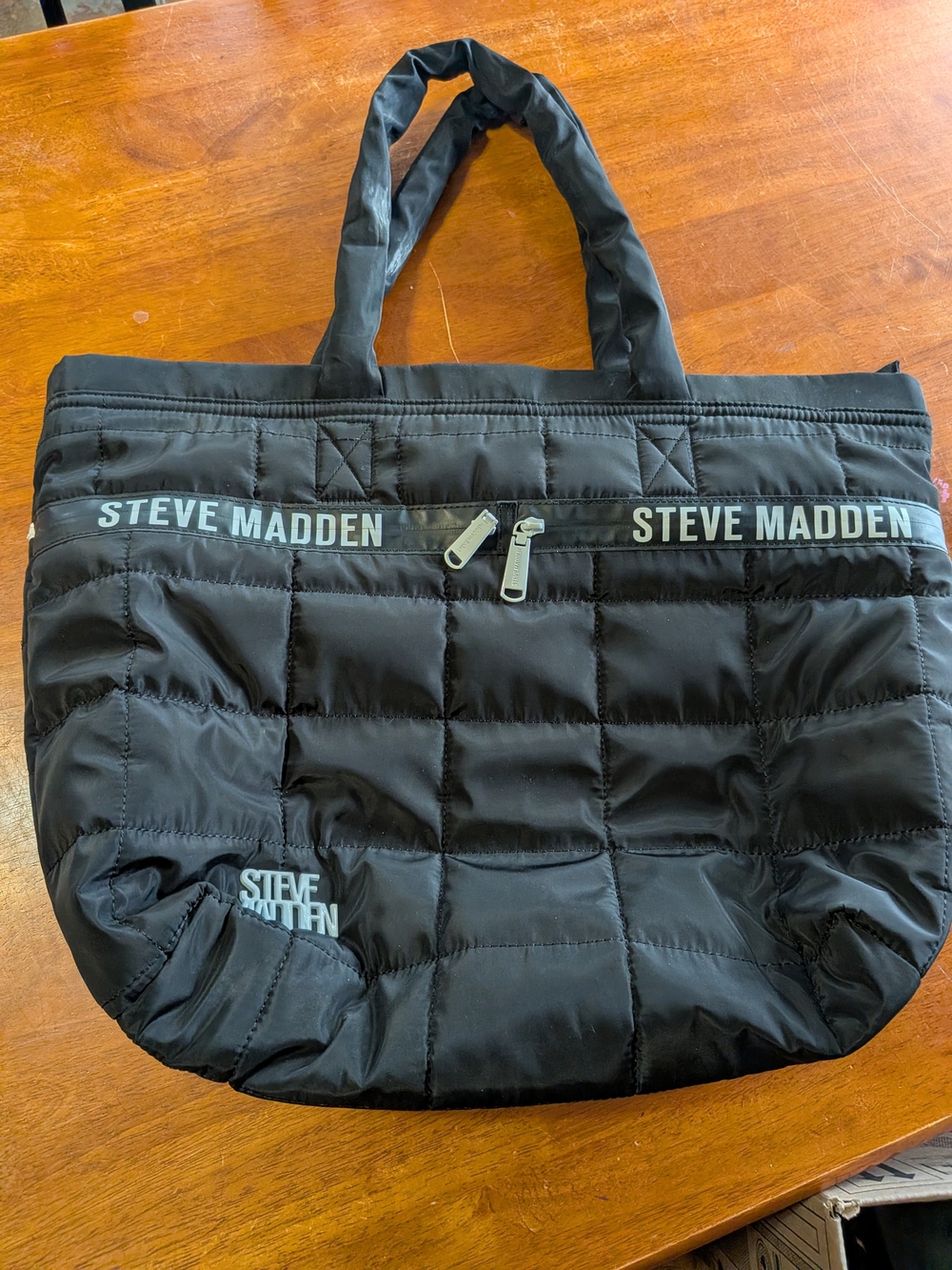 Steve Madden Black Quilted Tote Bag